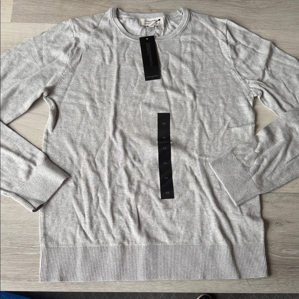 Banana Republic FOREVER CREW-NECK SWEATER grey size XS New With Tags - Picture 5 of 6
